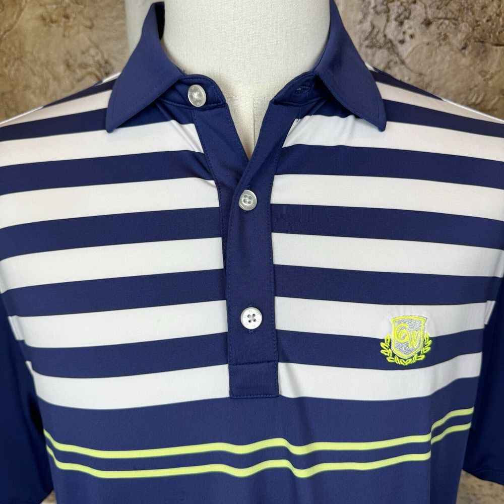 FootJoy Polo Mens Medium Short Sleeve Blue White Performance Stretch Golf Shirt